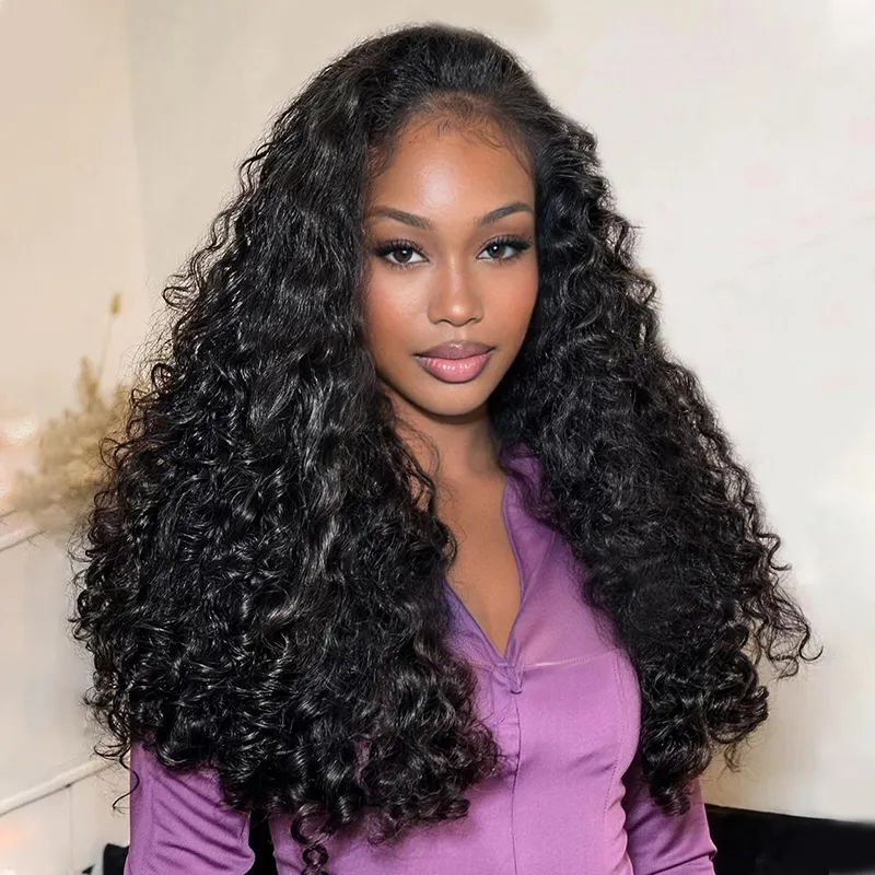 Indian Curly Flip Over Half Wig Soft Human Hair Relaxed Curl With Spiral Ends 250% Density