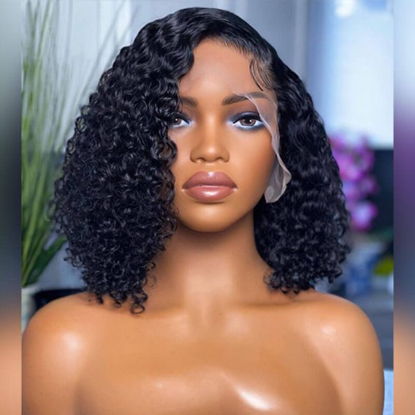curly short wig side part